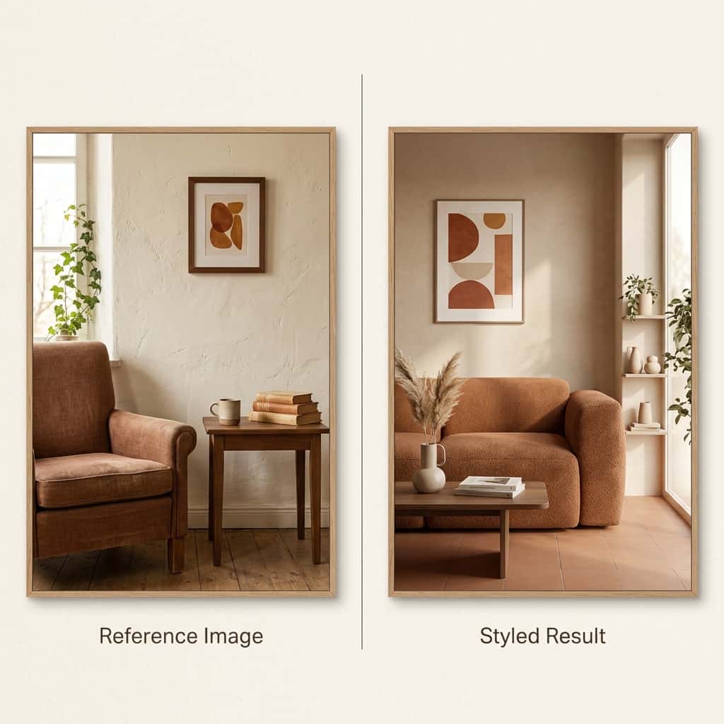 A render restyled to match a reference image